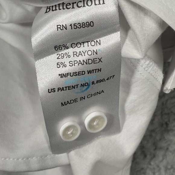 Buttercloth Shirt Mens White Medium Slim Fit Icy Cotton Button Up Stretch - Picture 8 of 14